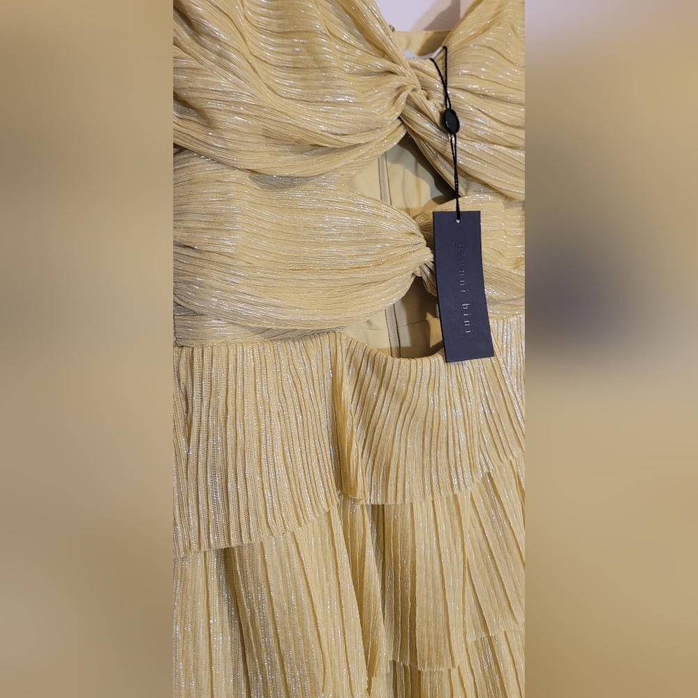 GIANNI BINI METALLIC PLISSE TIERED MAXI DRESS MSRP$199 - Picture 4 of 5